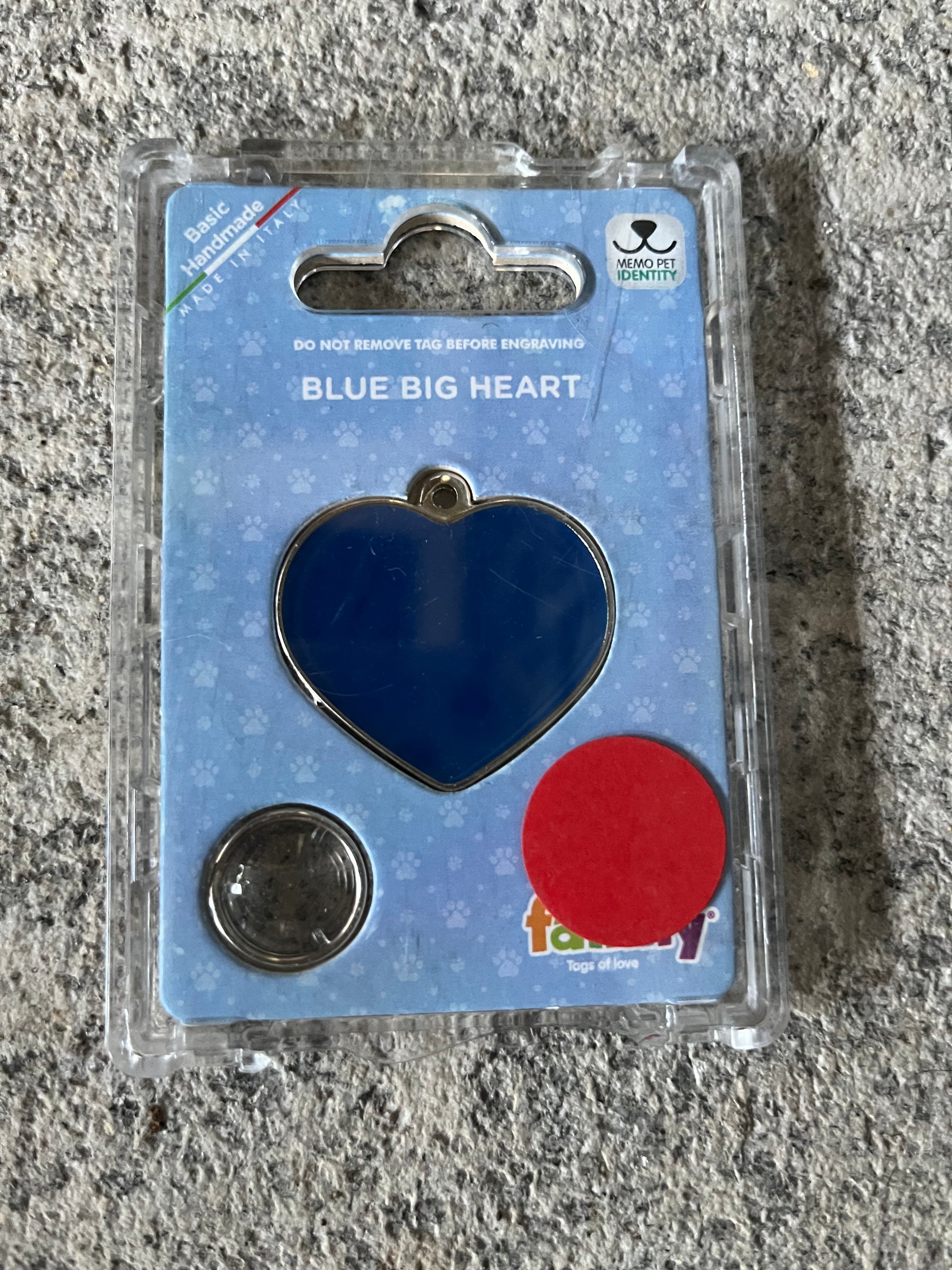 Medaglietta per cane o gatto cuore blu grande