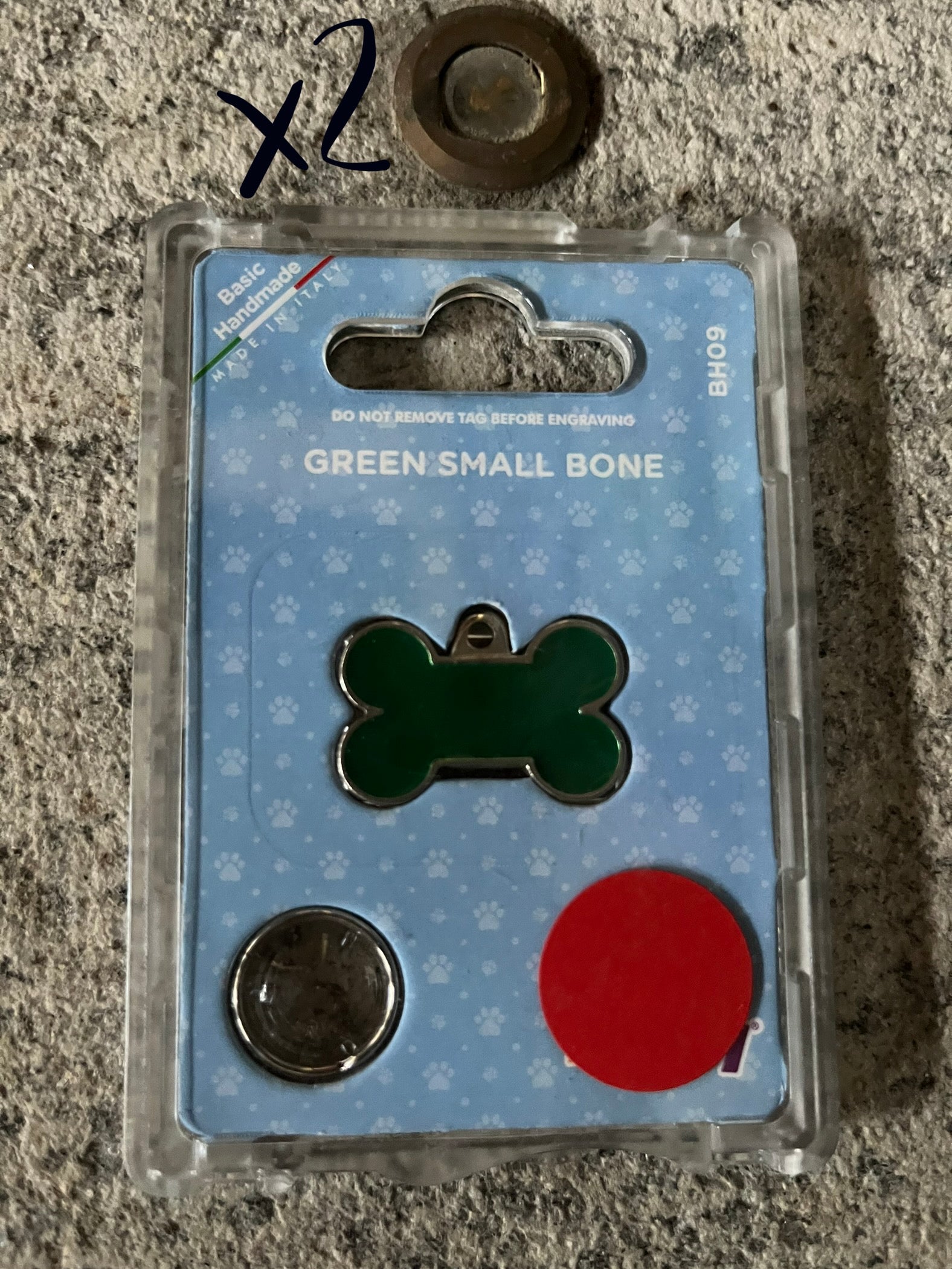 Medaglietta per cane o gatto osso Verde piccolo