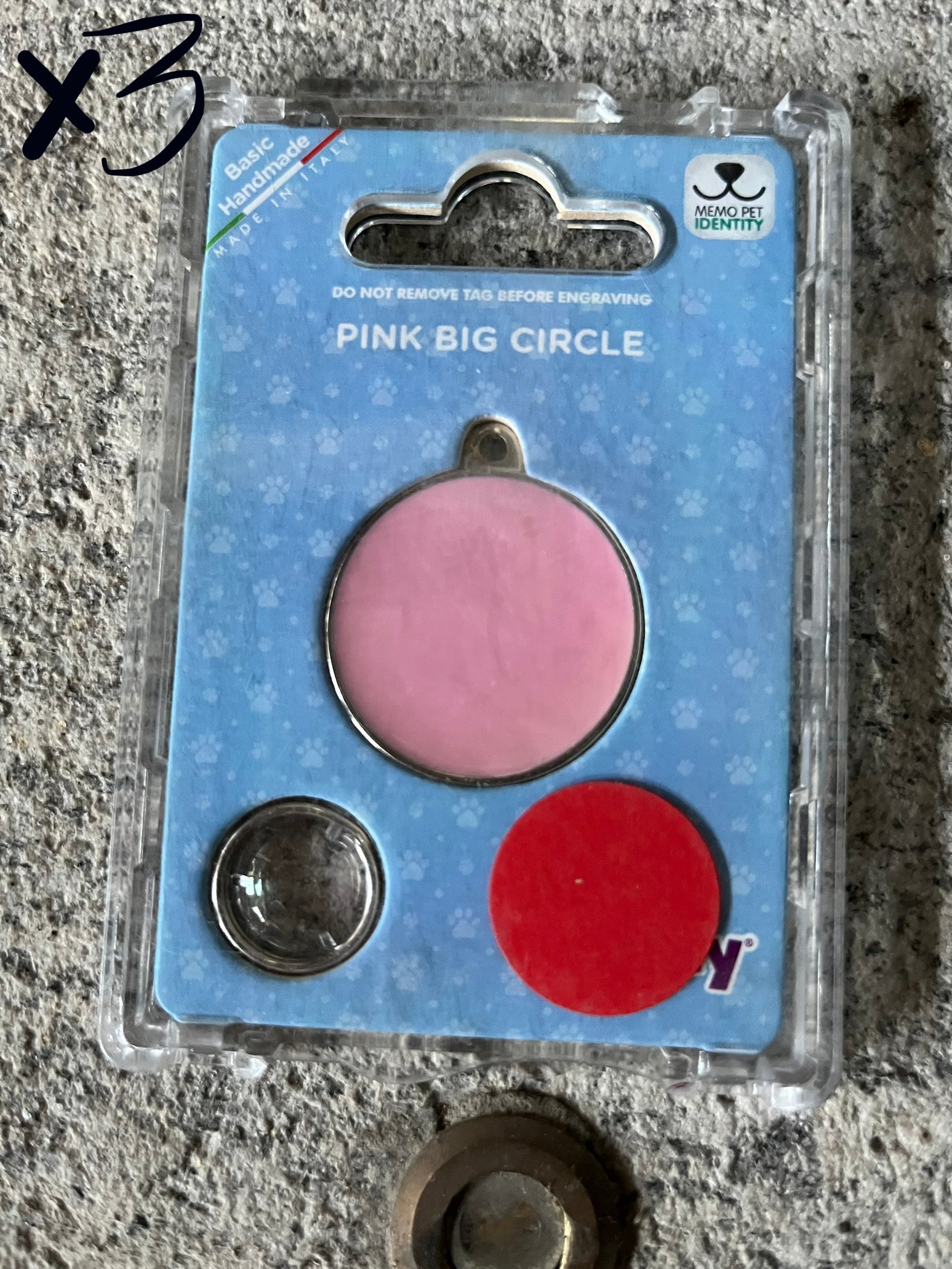 Medaglietta per cane o gatto cerchio rosa completo