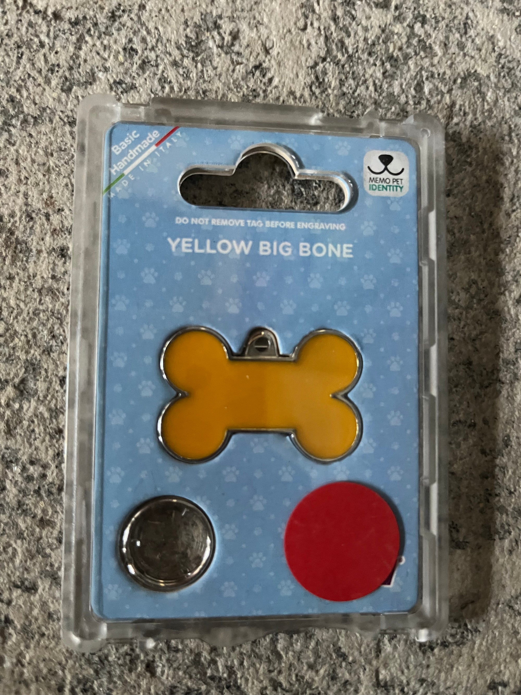 Medaglietta per cane o gatto osso giallo grande