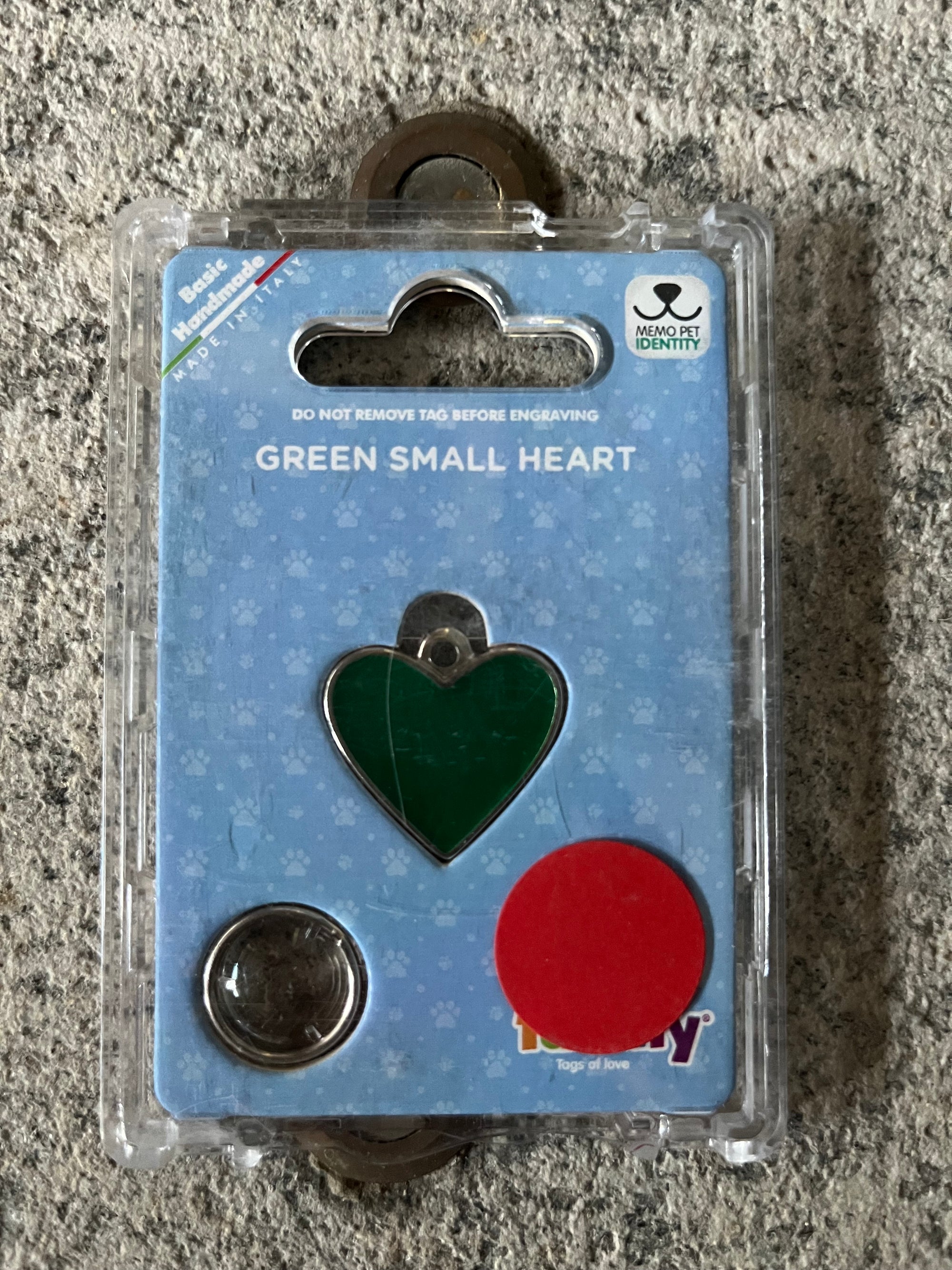 Medaglietta per cane o gatto cuore verde
