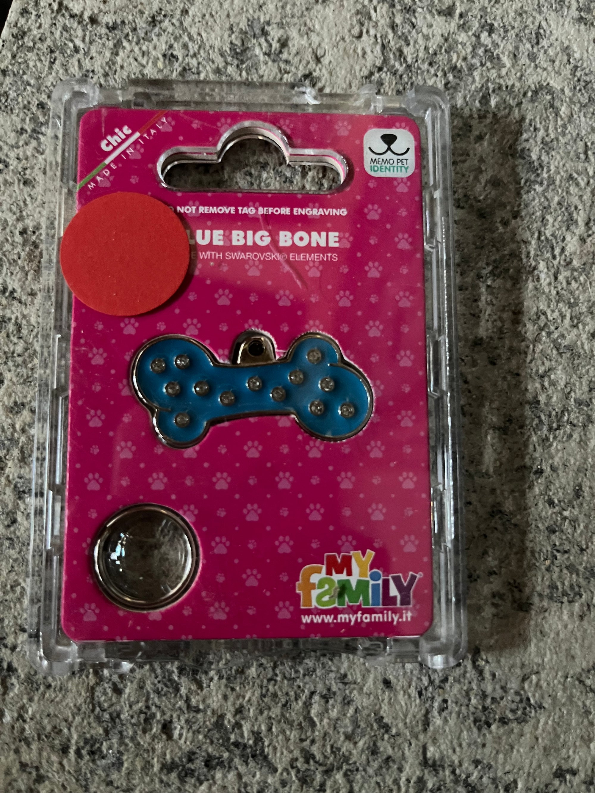 Medaglietta per cane o gatto osso blu strass