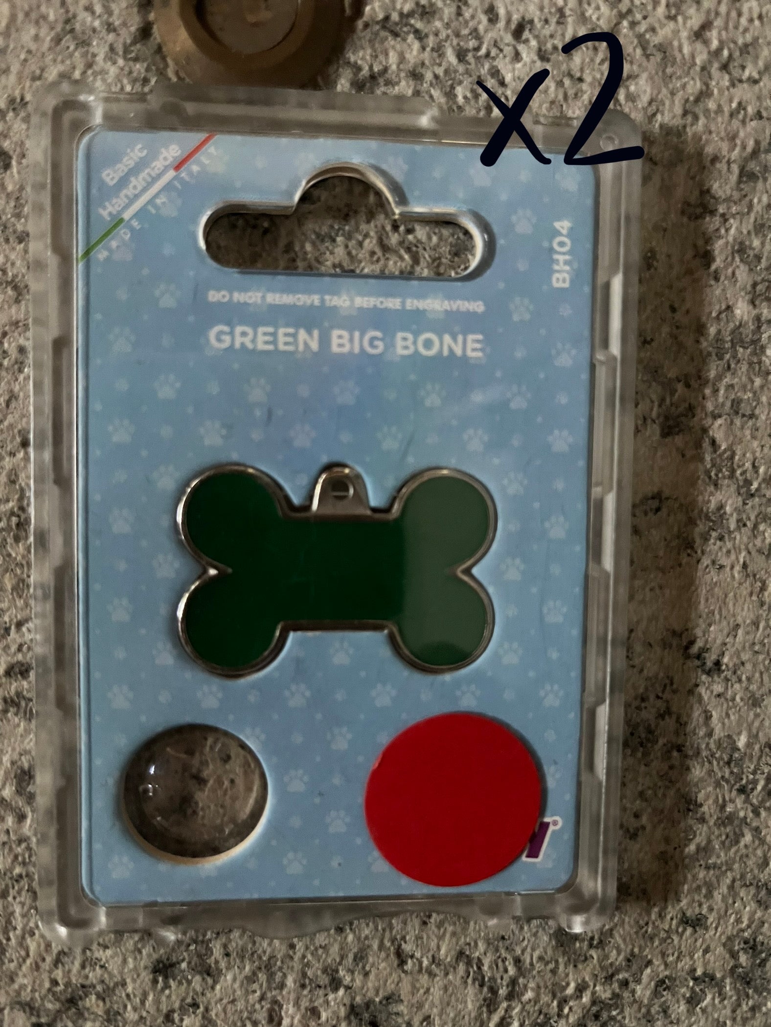 Medaglietta per cane o gatto osso verde grande