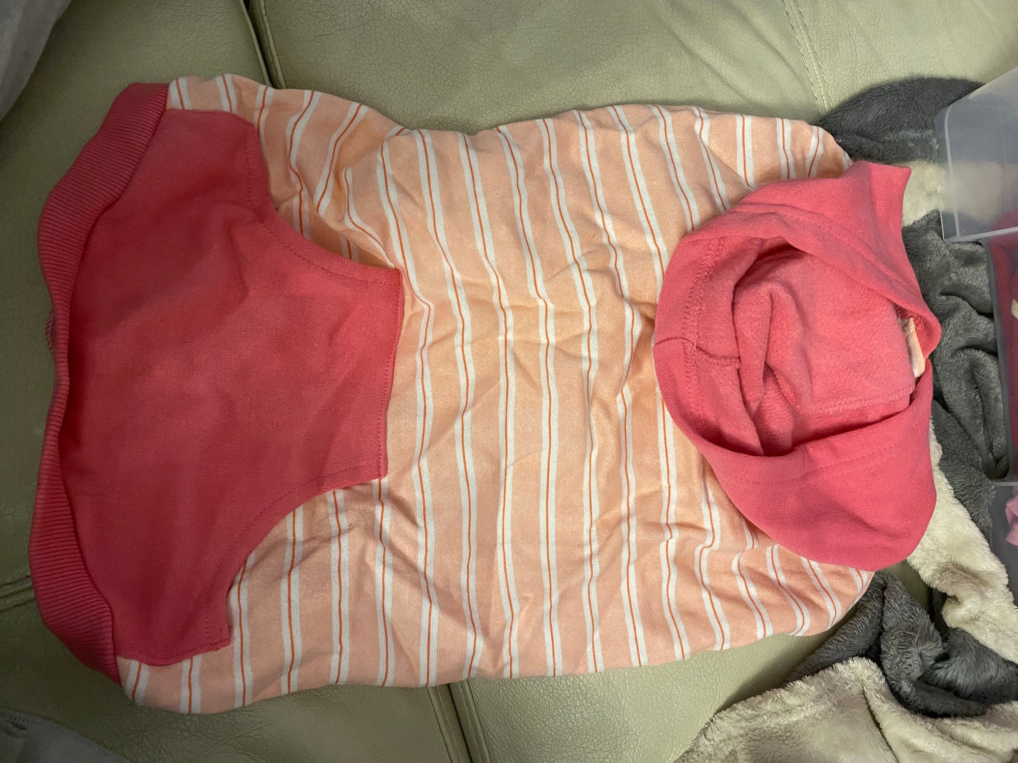Felpa per cani XL righe rosa