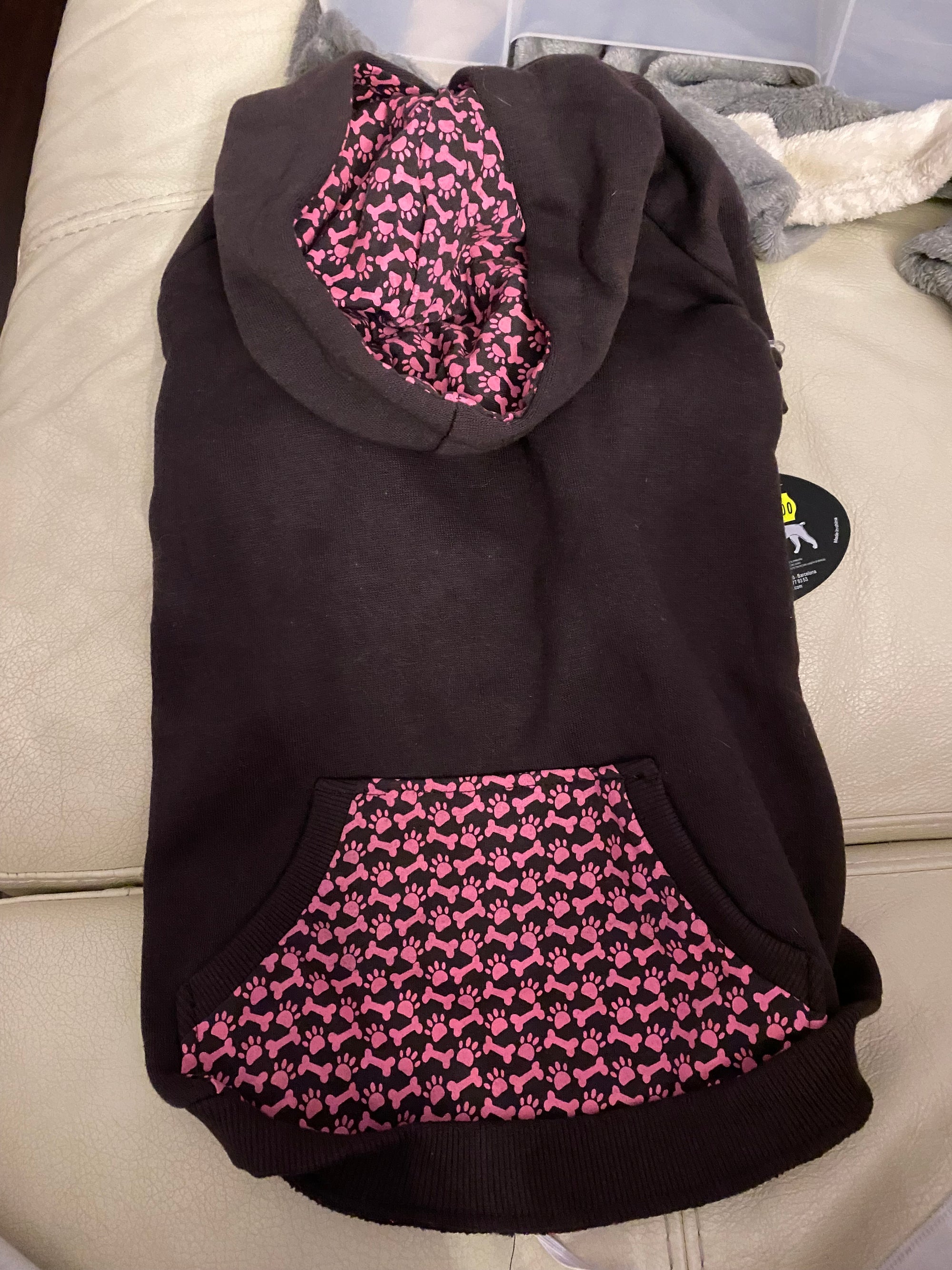 Felpa per cani XL marrone con ossetti rosa