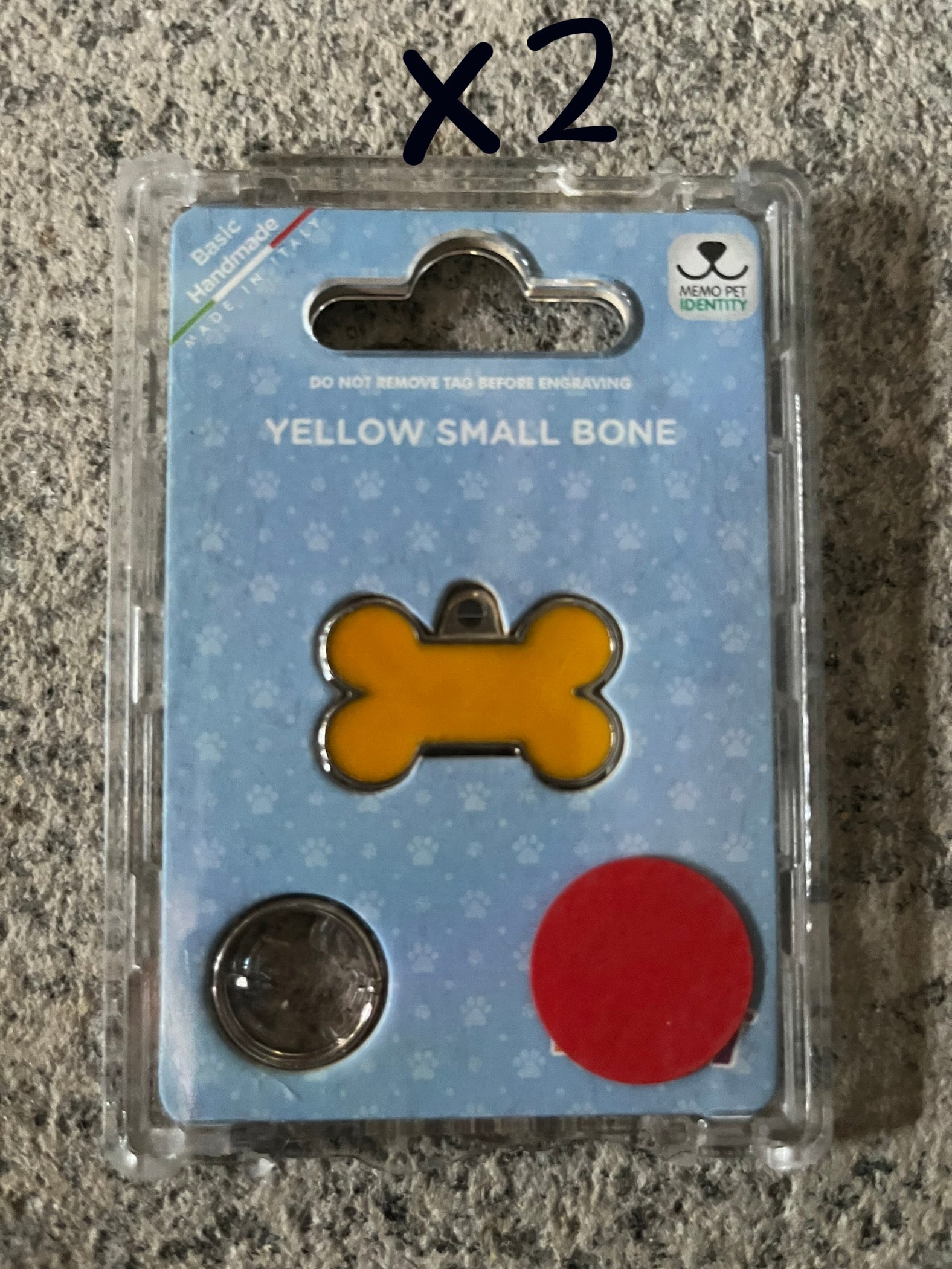 Medaglietta per cane o gatto osso giallo piccolo