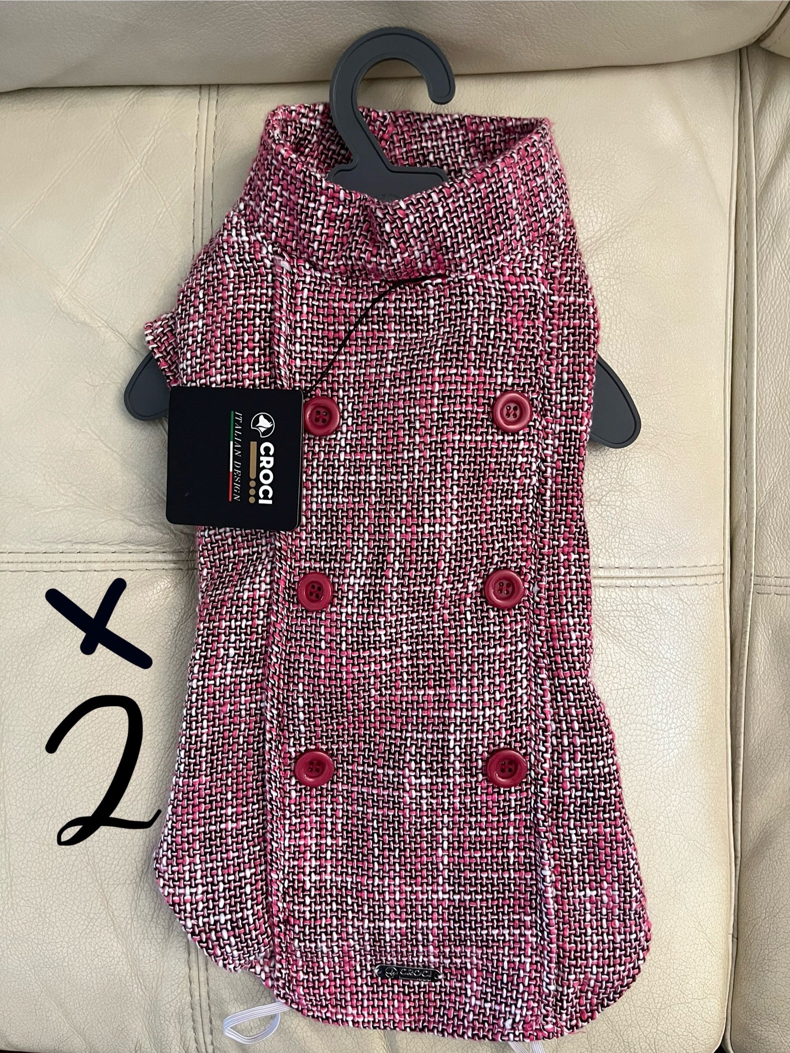 Giacca con bottoni finti per cani XL rosa